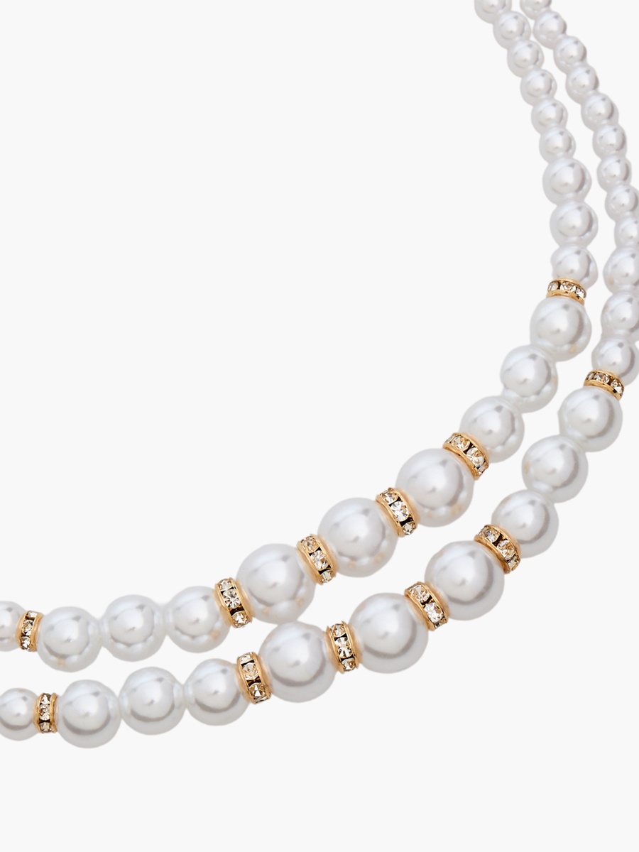 Layered Pearl Necklace with Embellishment