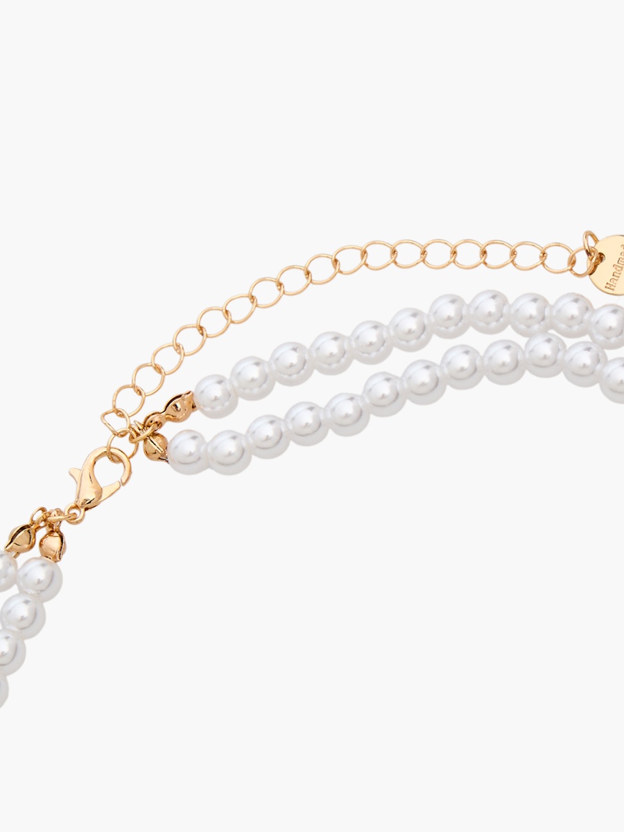 Layered Pearl Necklace with Embellishment