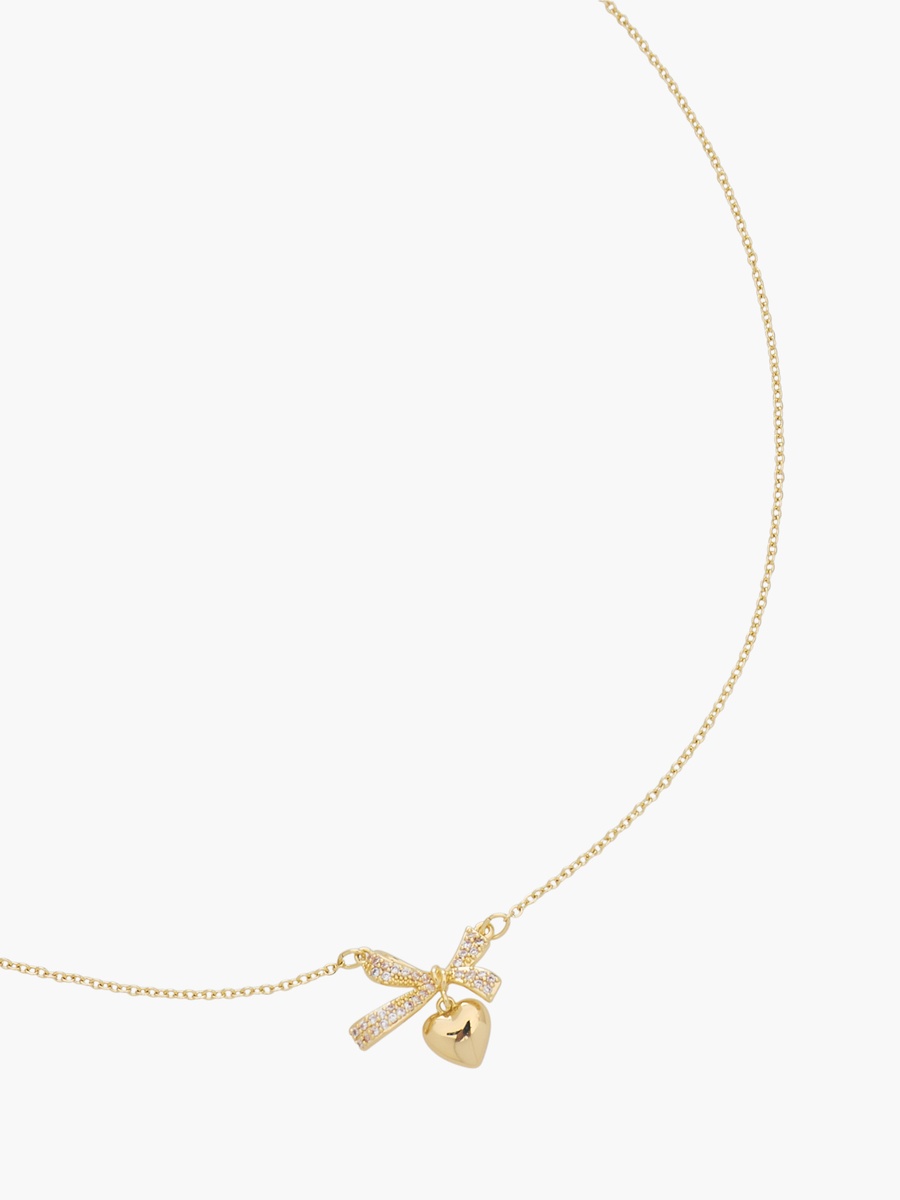 Gold Tone Pendant Necklace with Cubic Zirconia Embellishment