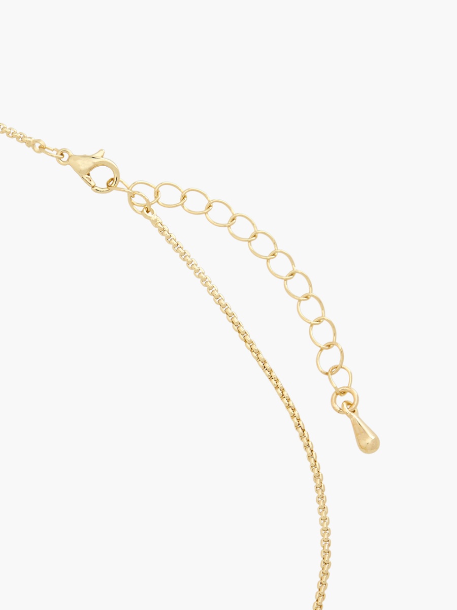 Gold Tone Pendant Necklace with Amythest Stone Embellishment
