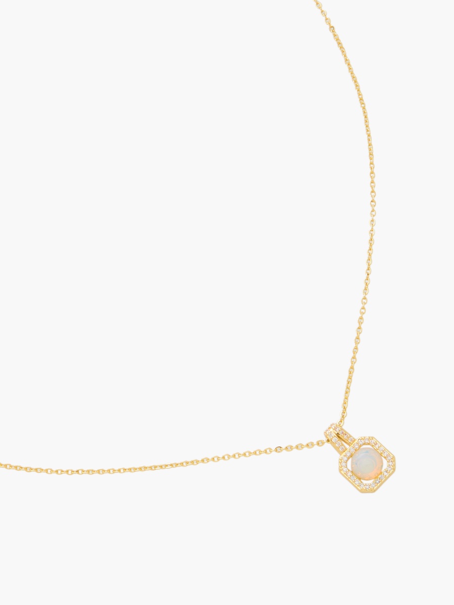 Gold Tone Moonstone Pendant Necklace