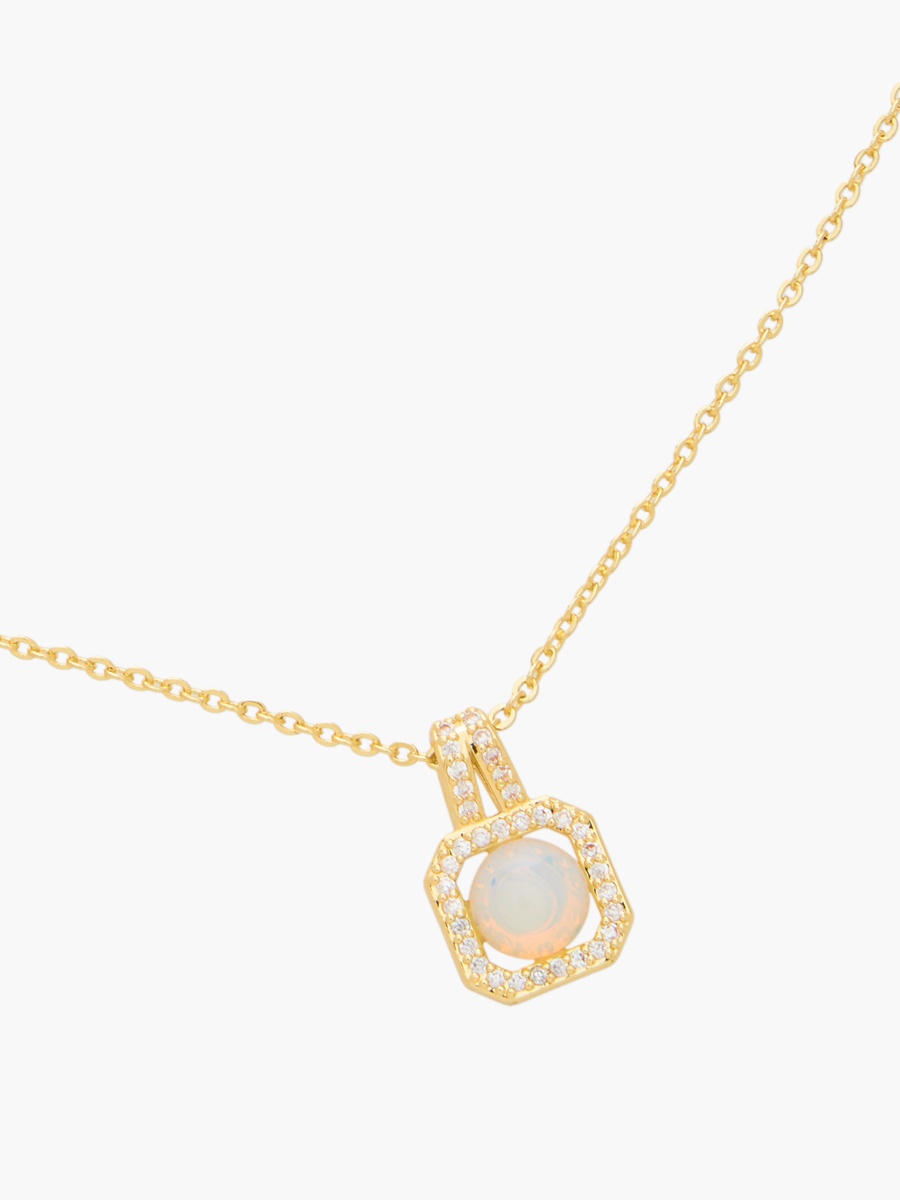 Gold Tone Moonstone Pendant Necklace