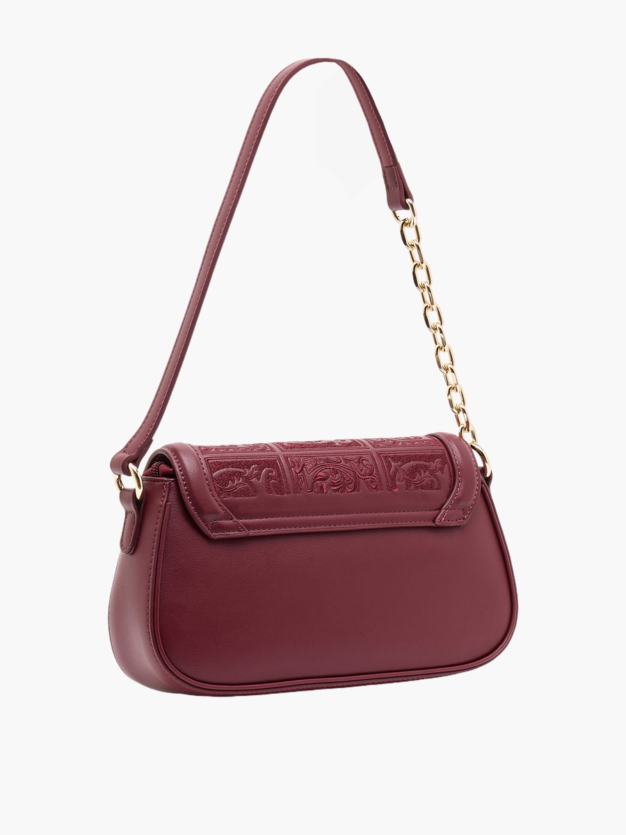 Embossed Shoulder Bag with Pouch