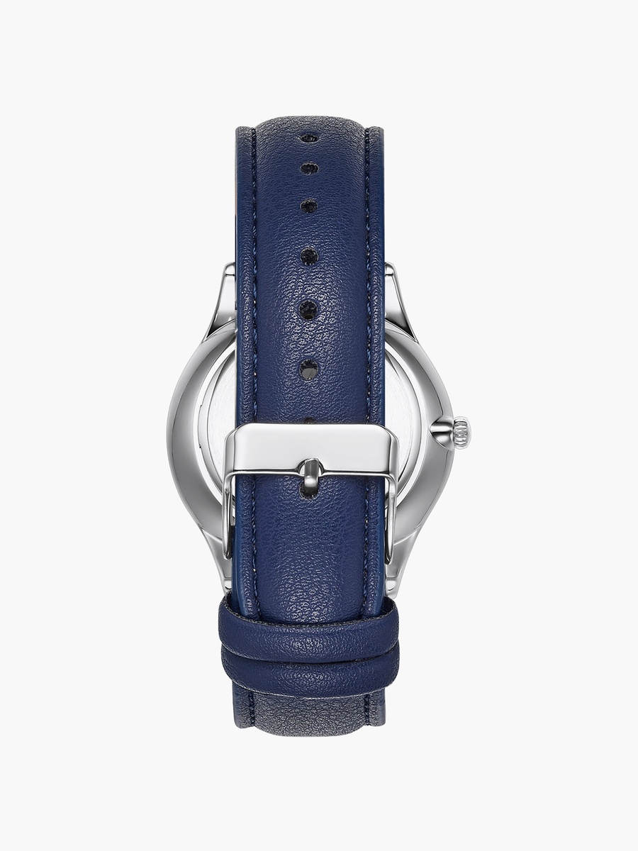 Men Dark Blue Round 41 MM Analog Watch