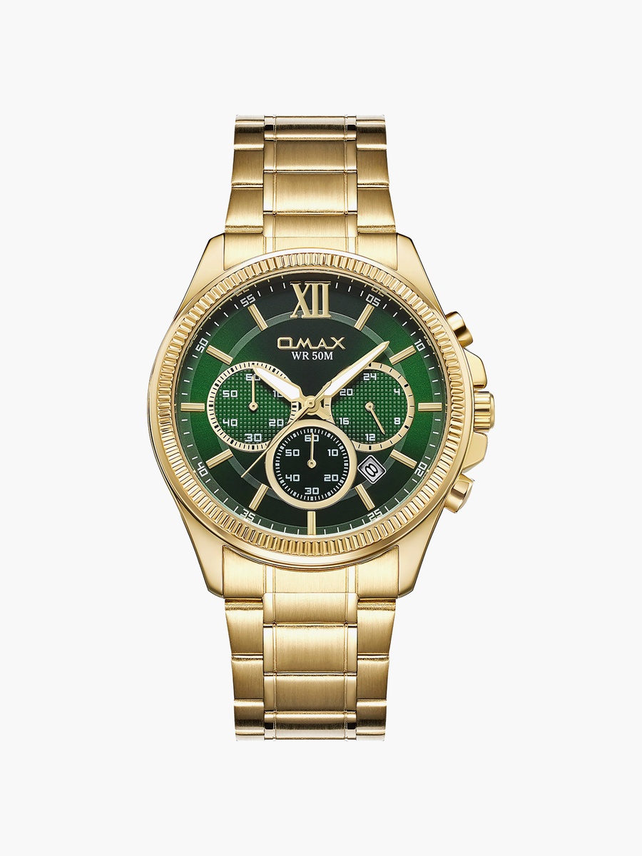 Men Green Round 42 MM Analog Watch