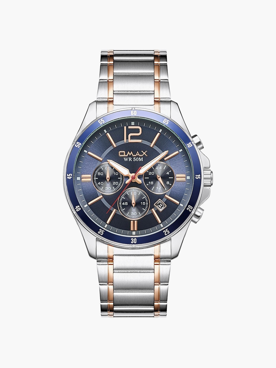 Men Dark Blue Round 42 MM Analog Watch