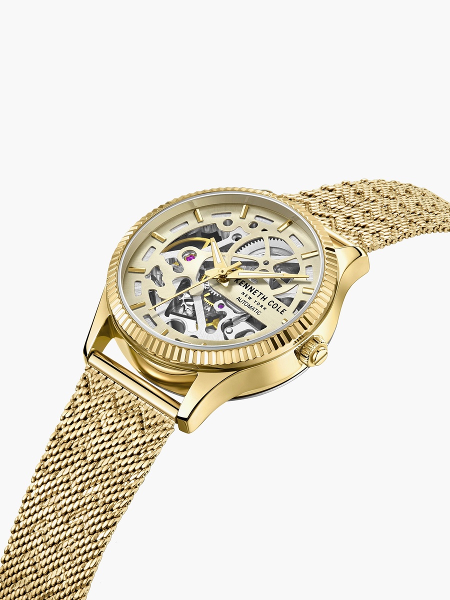 Gold Plated Stainless Steel Bracelet Automatic Watch