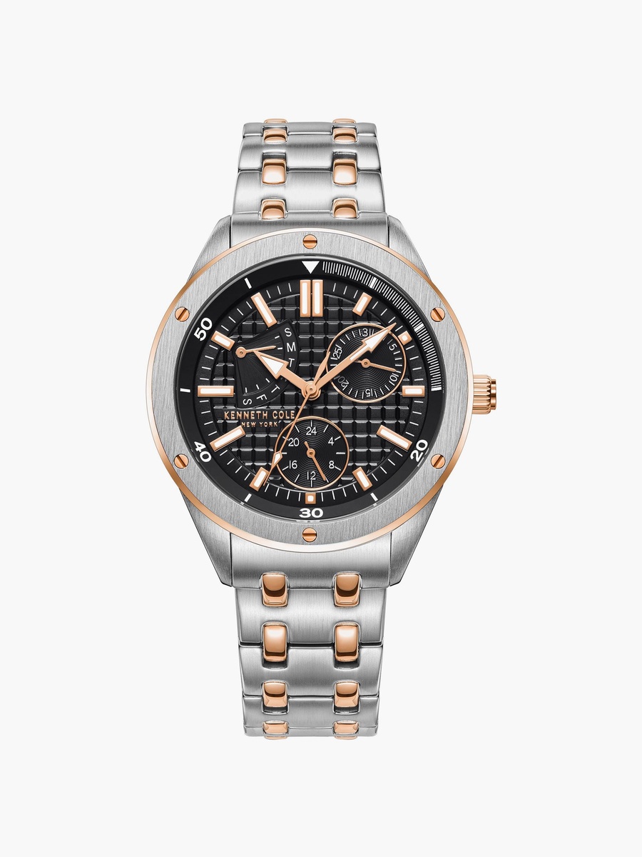 Modern Dress Sport Silver Rose Gold Stainless Steel Bracelet Multifunction Watch