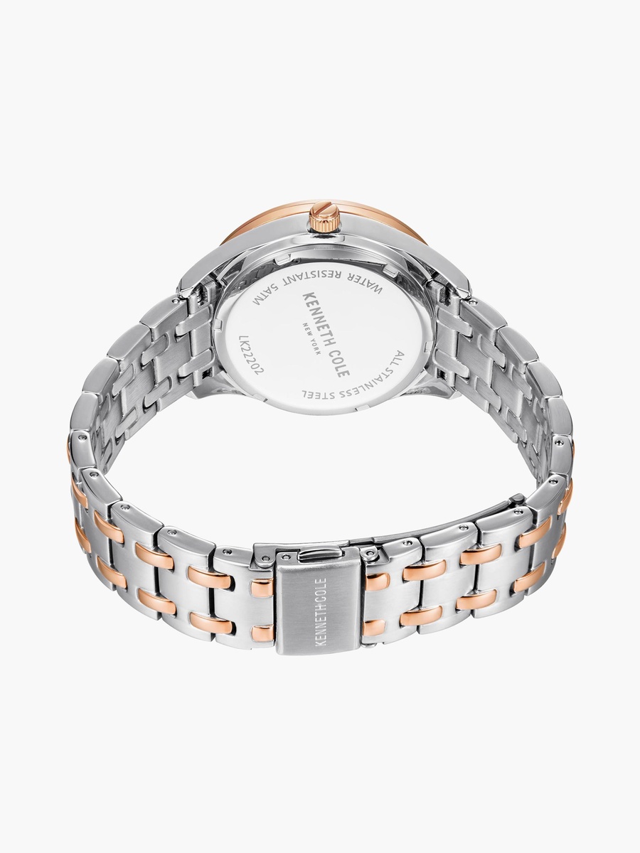 Modern Dress Sport Silver Rose Gold Stainless Steel Bracelet Multifunction Watch
