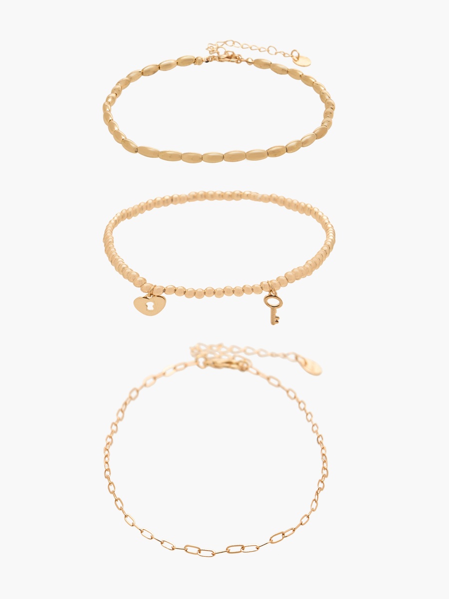 Pack of 3 Gold Tone Embellished Anklet