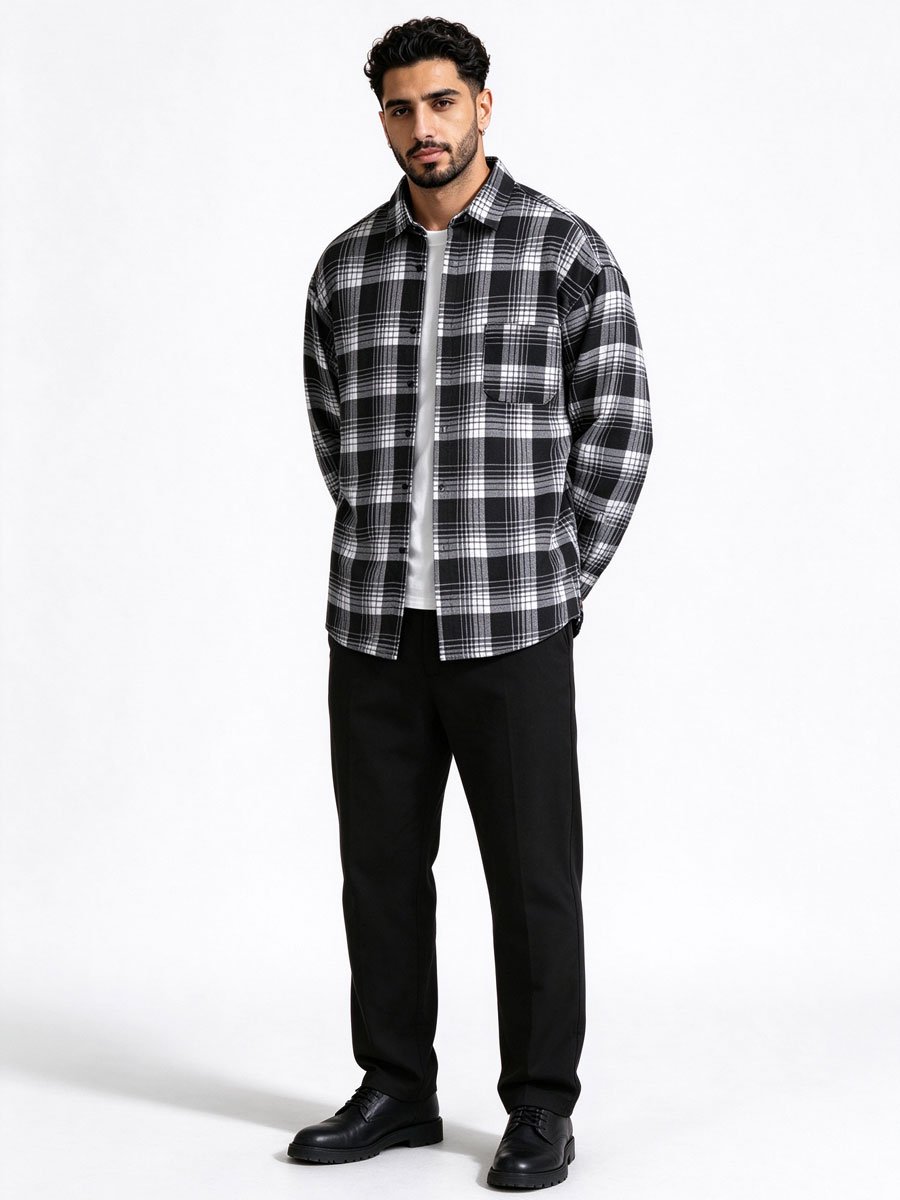 Black Checked Long Sleeves Regular Shirt