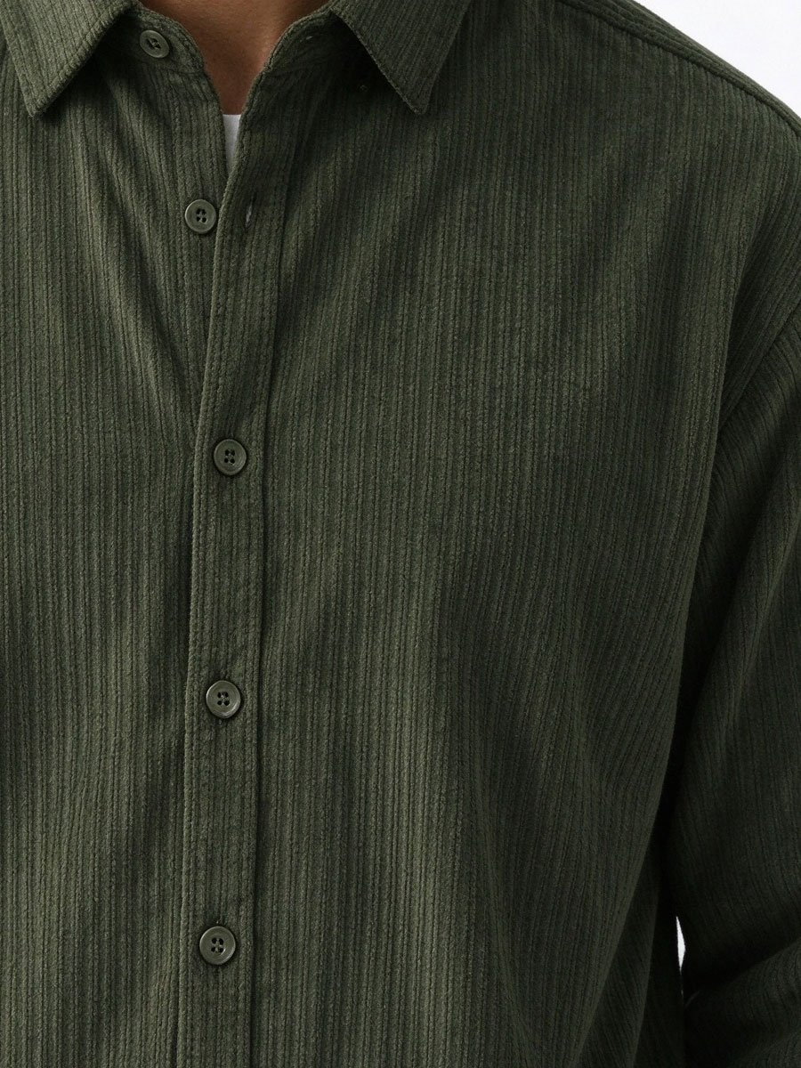 Green Texture Long Sleeves Regular Shirt
