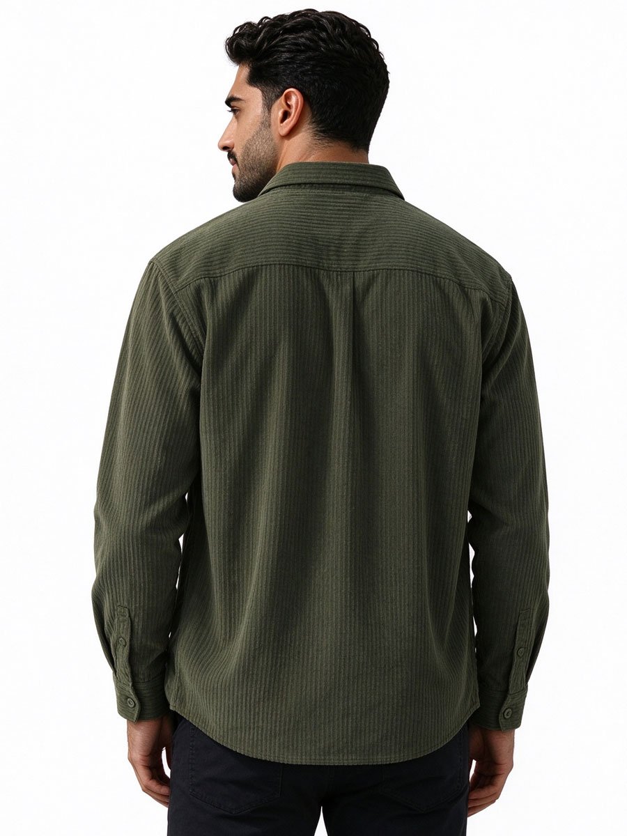 Green Texture Long Sleeves Regular Shirt