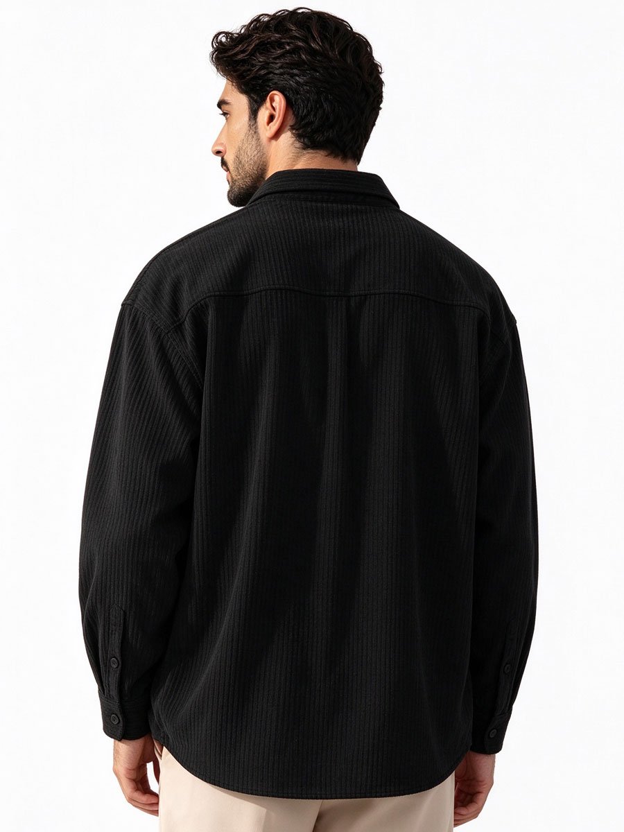 Black Texture Oversized Shirt