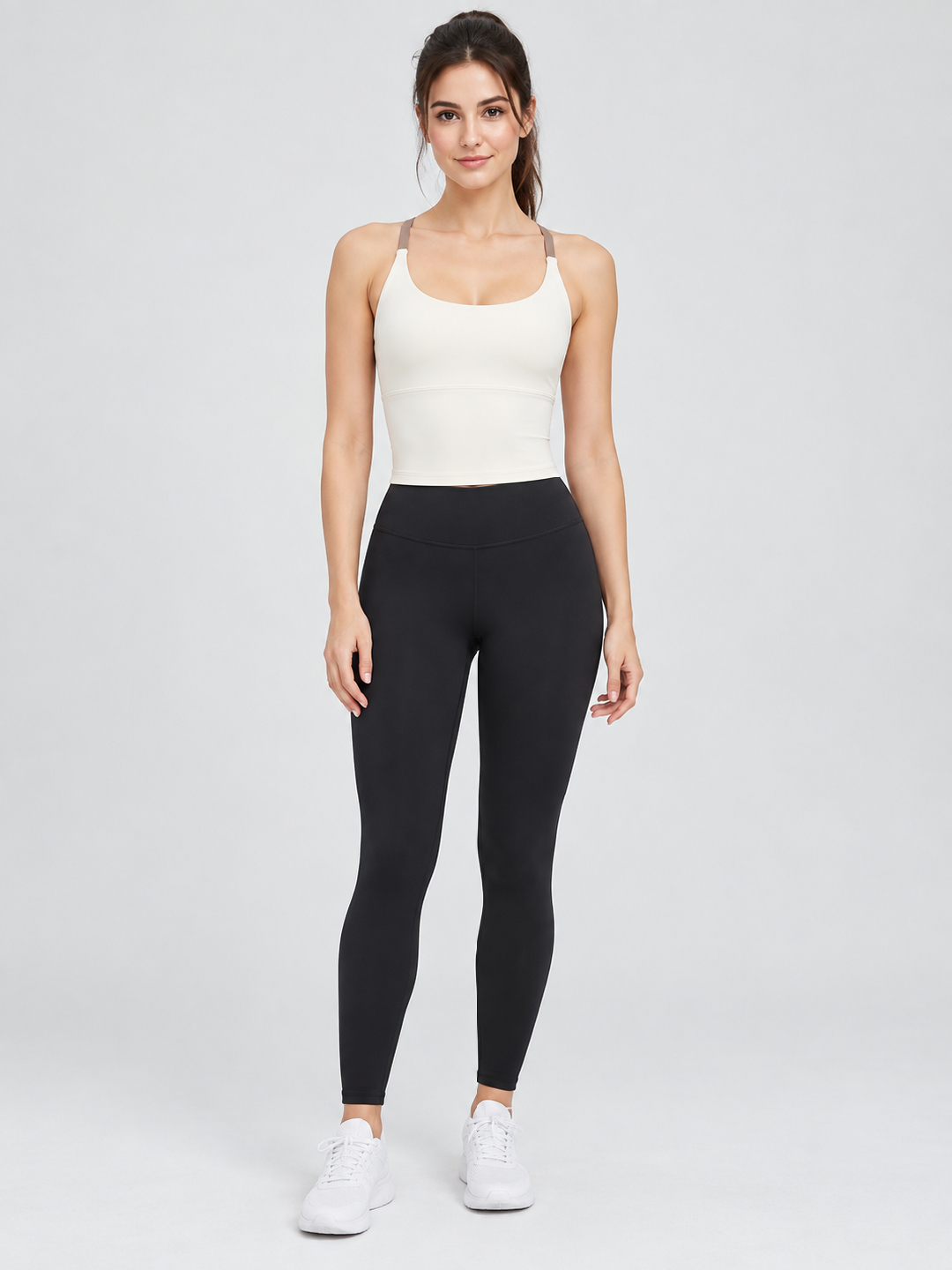 Off White Solid Scoop Neck Top
