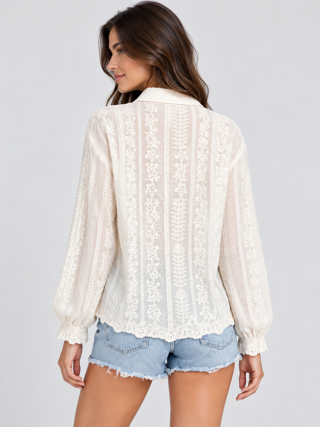 Off-White Long Sleeve Embroidered Shirt