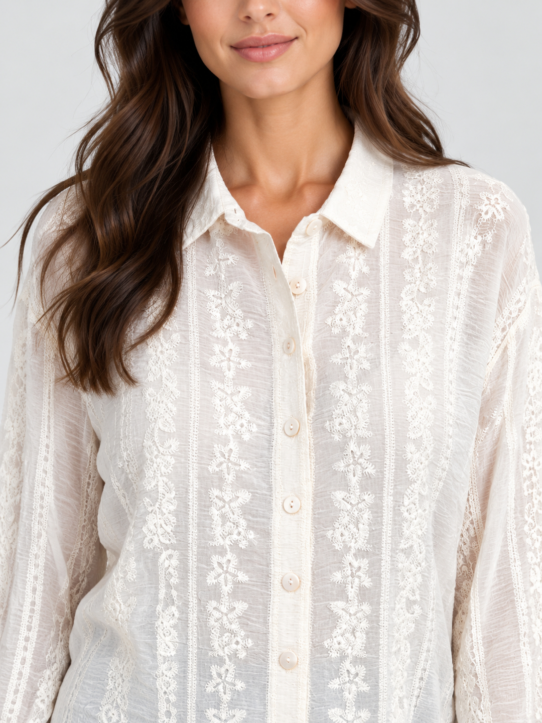 Off-White Long Sleeve Embroidered Shirt