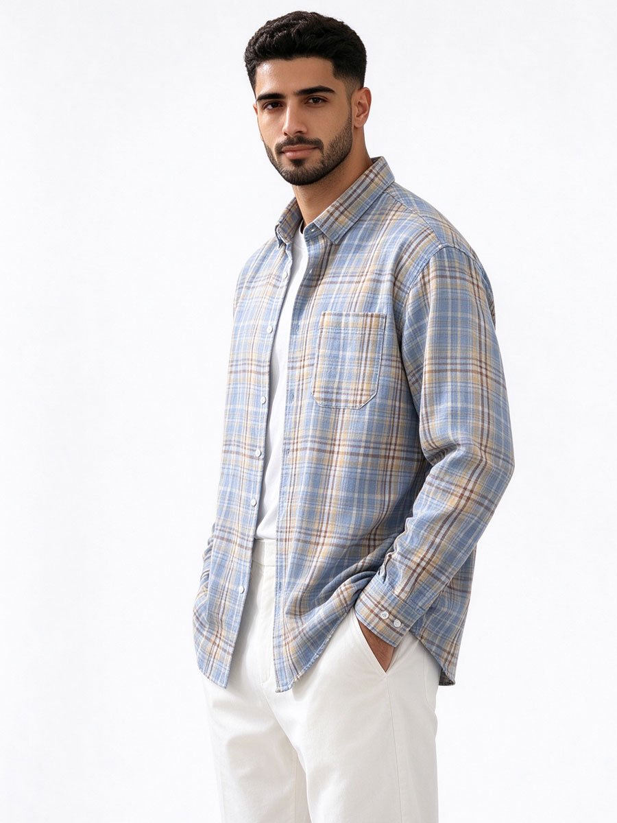 Blue Checked Regular Shirt