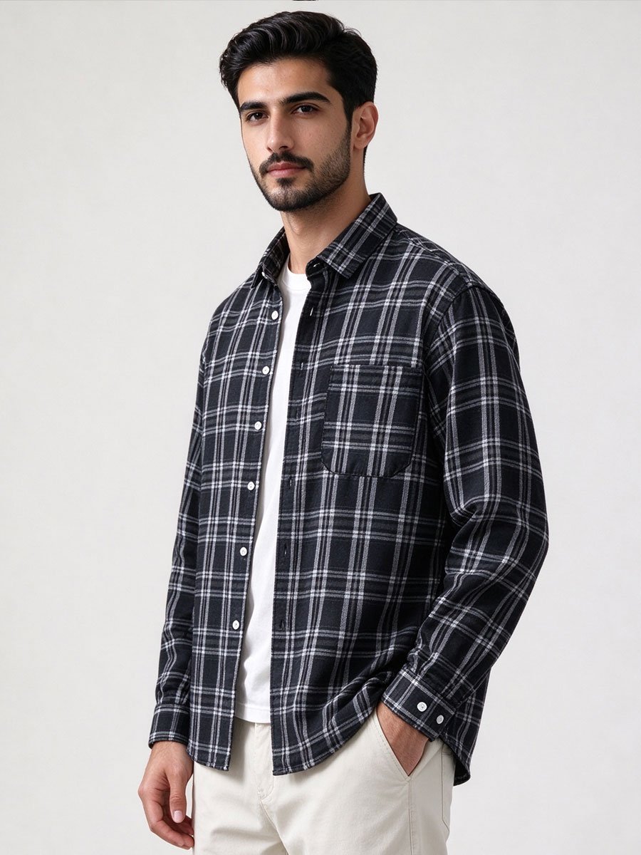Black Checked Regular Shirt