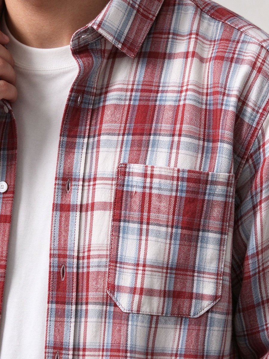 Red Checked Long Sleeves Regular Shirt