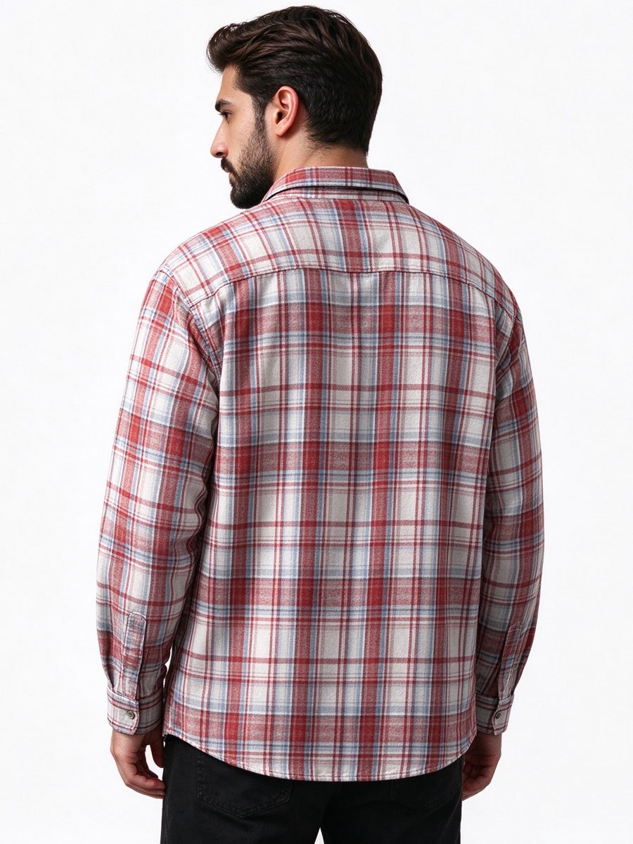 Red Checked Long Sleeves Regular Shirt
