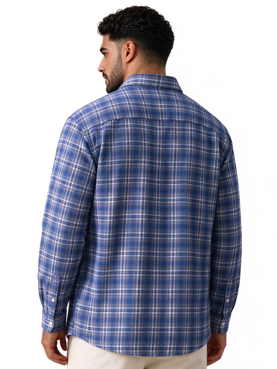 Blue Checked Long Sleeves Regular Shirt