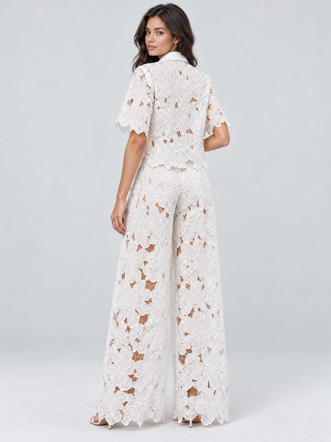 Off White Embroidered Shirt and Trousers Co-Ords