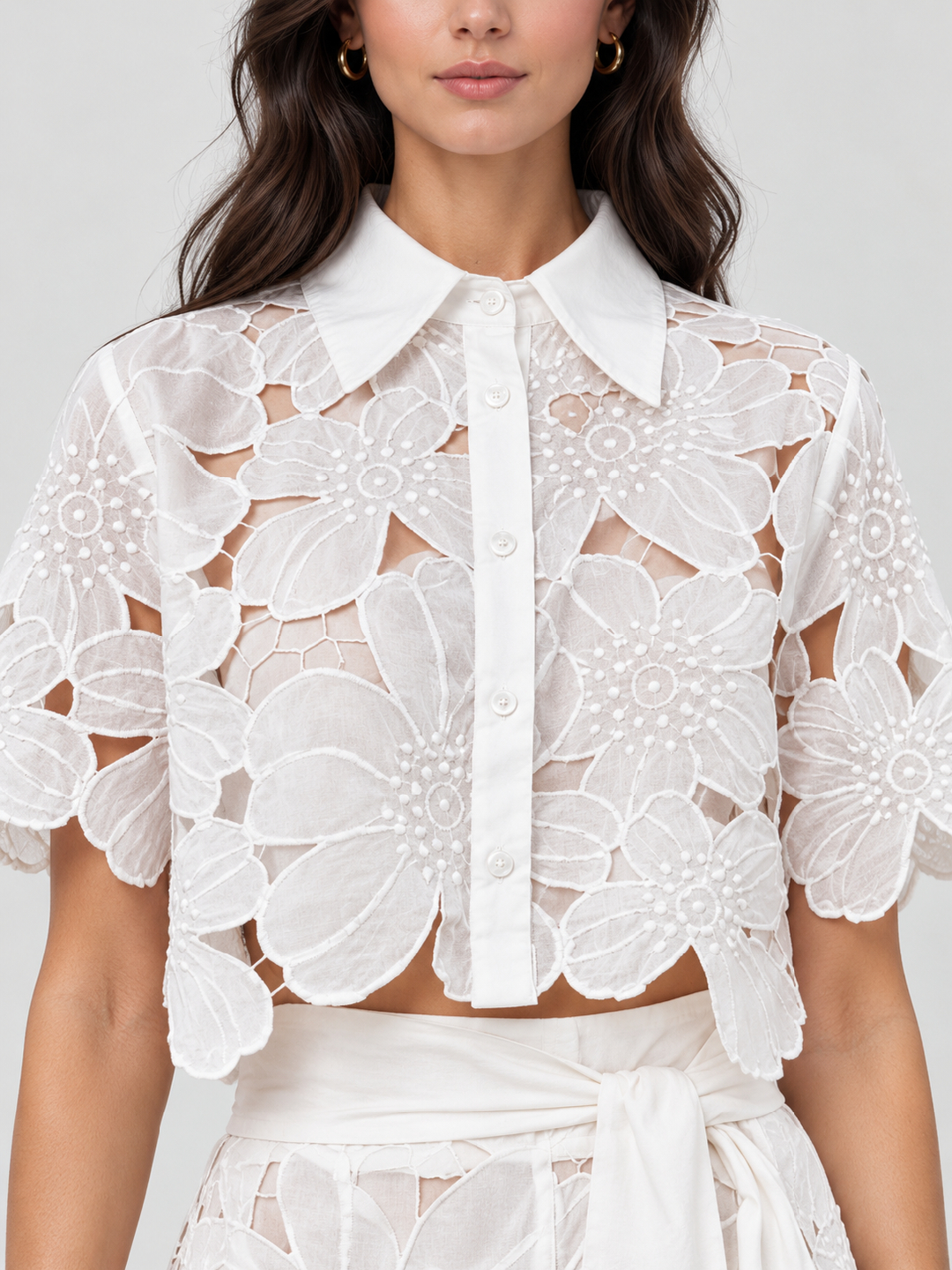 Off White Embroidered Shirt and Trousers Co-Ords