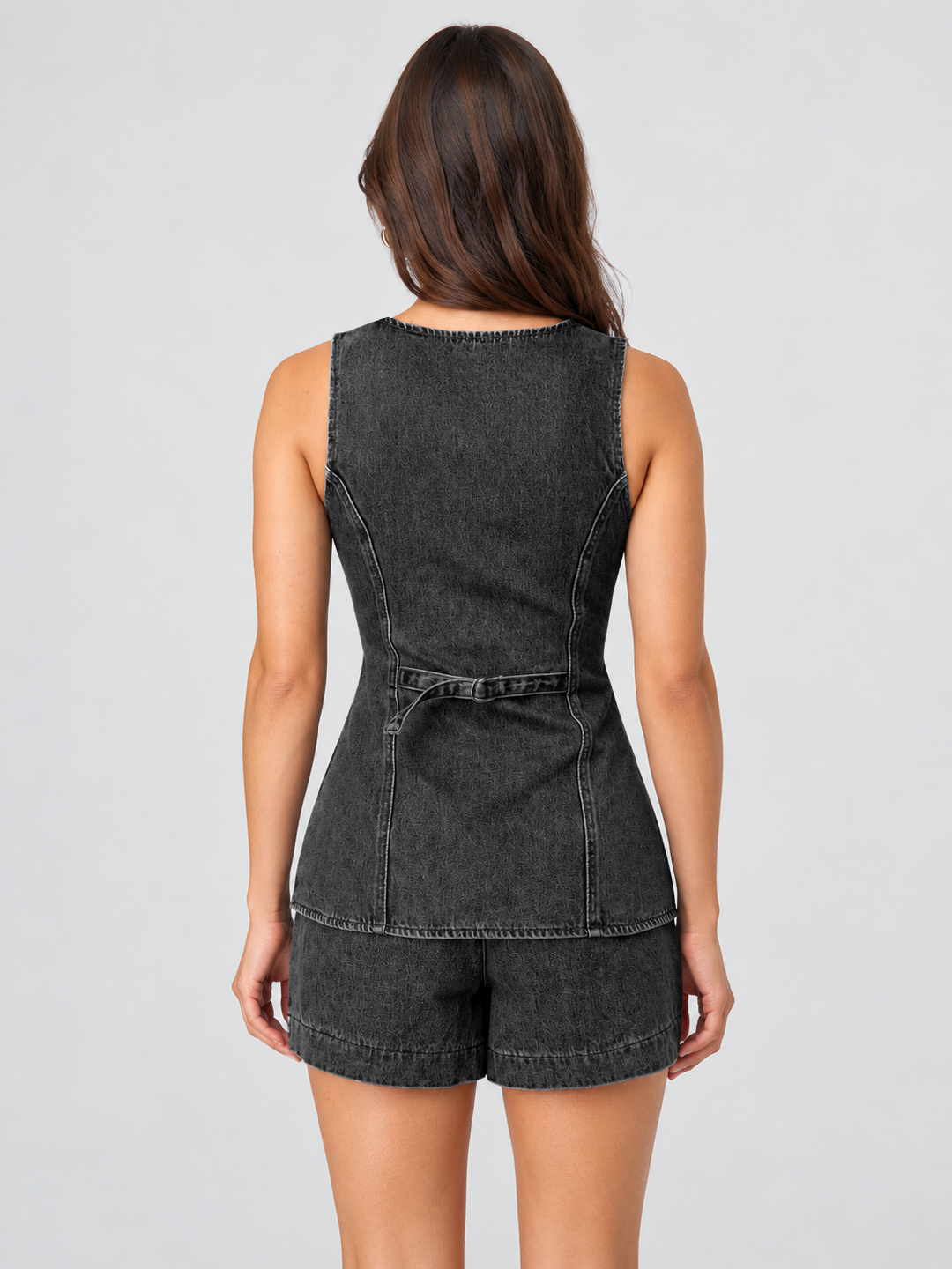 Black Solid Top and Shorts Co-Ords