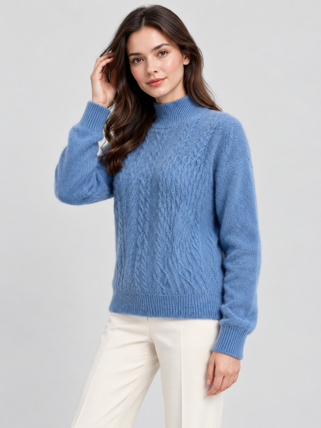 Blue Solid Sweater