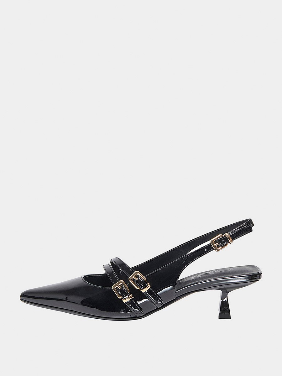 Black Plain Buckle Slingback