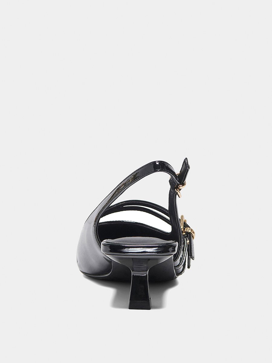 Black Plain Buckle Slingback