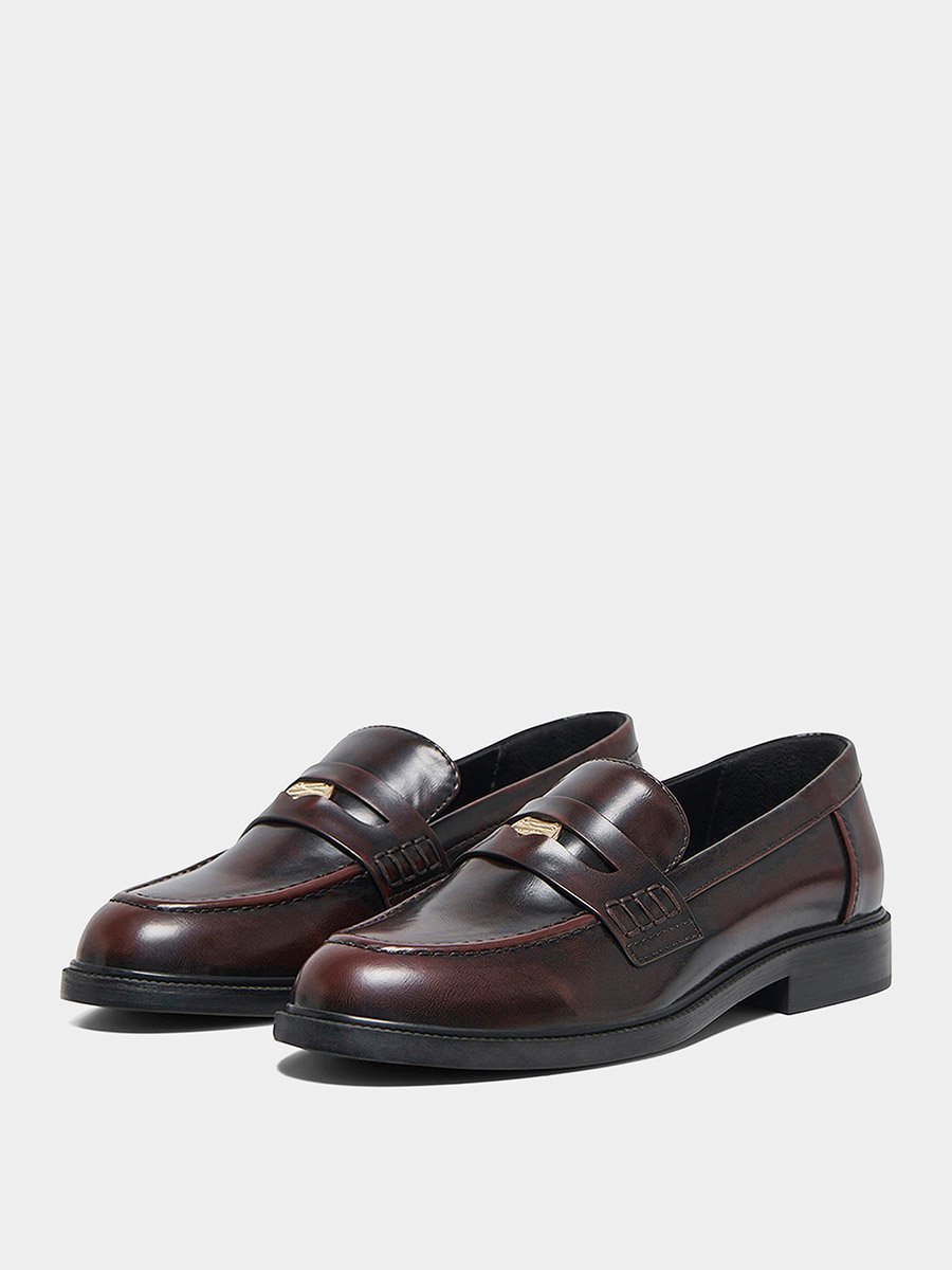 Coffee Brown Plain Pull On Loafers and Moccasin