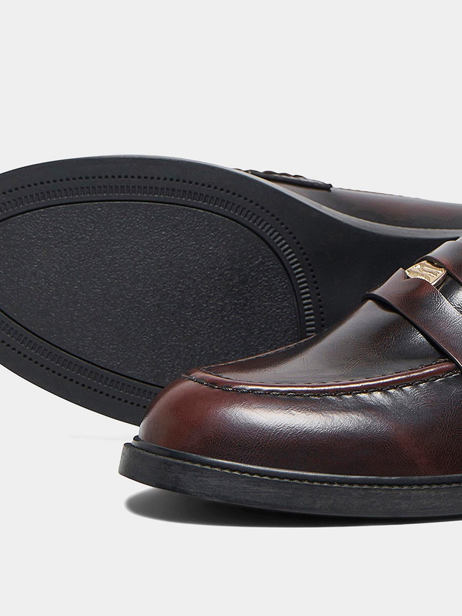 Coffee Brown Plain Pull On Loafers and Moccasin