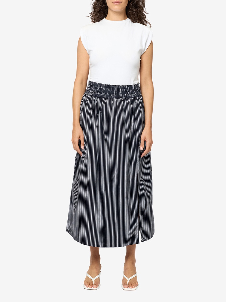 Black Valeria Chiffon Striped Skirt