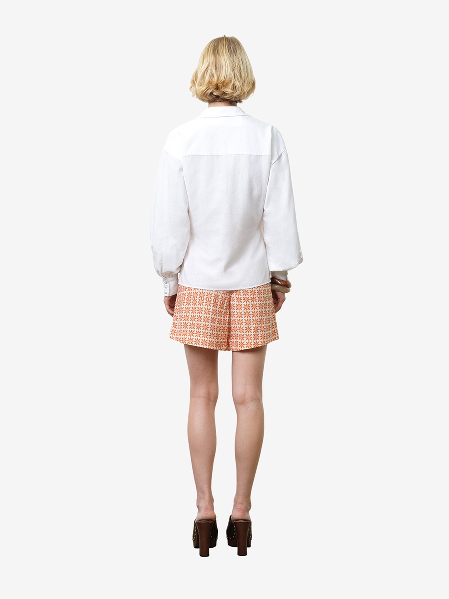 White Ariette Linen Blend Wrap Over Top
