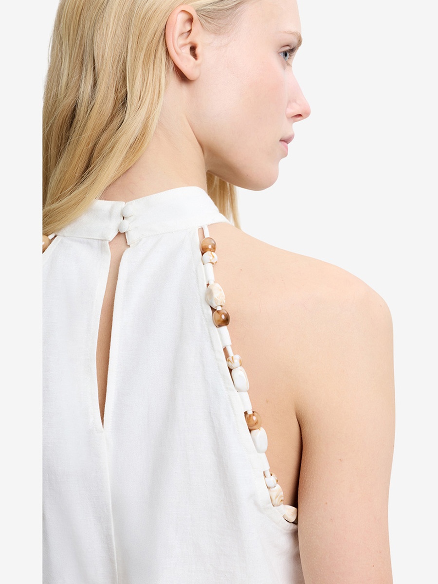 Off White Calissa Cotton Halter Neck Top