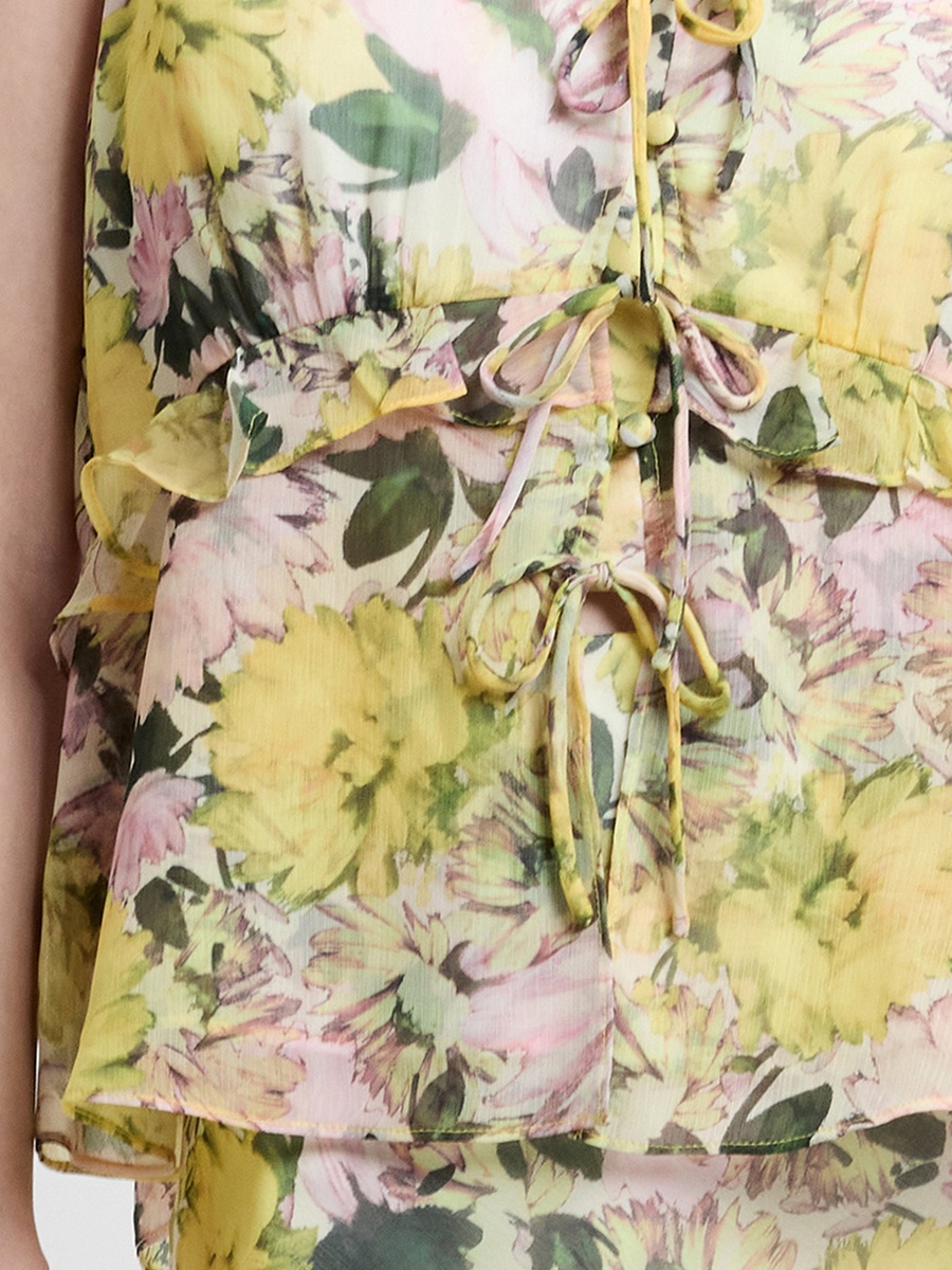 Carla Chiffon Floral Sleeveless Tie Up Top