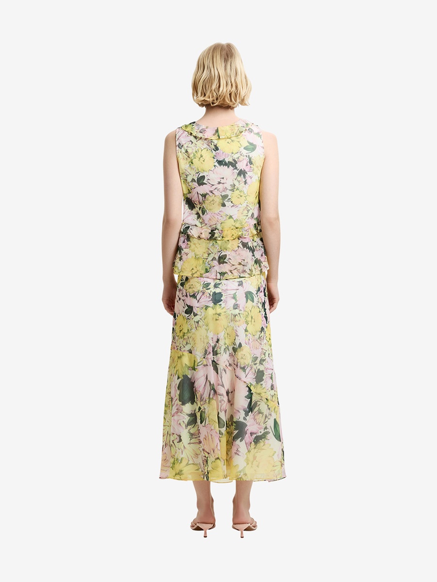 Carla Chiffon Floral Sleeveless Tie Up Top