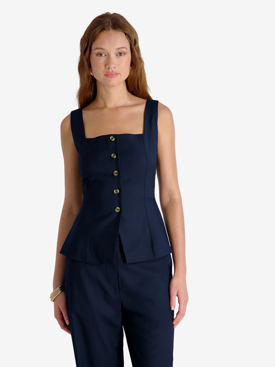 Navy Blue Sleeveless Waistcoat