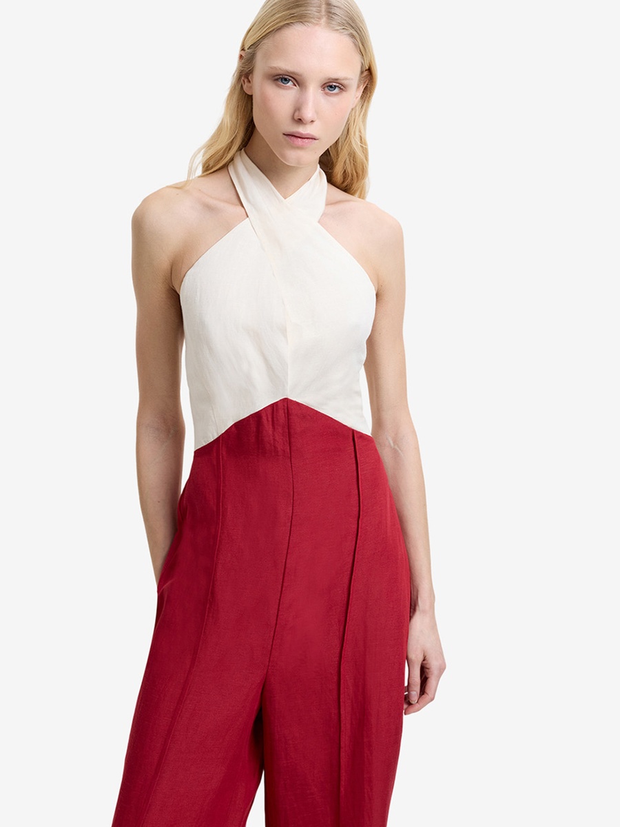 Color Block Halter Neck Jumpsuit