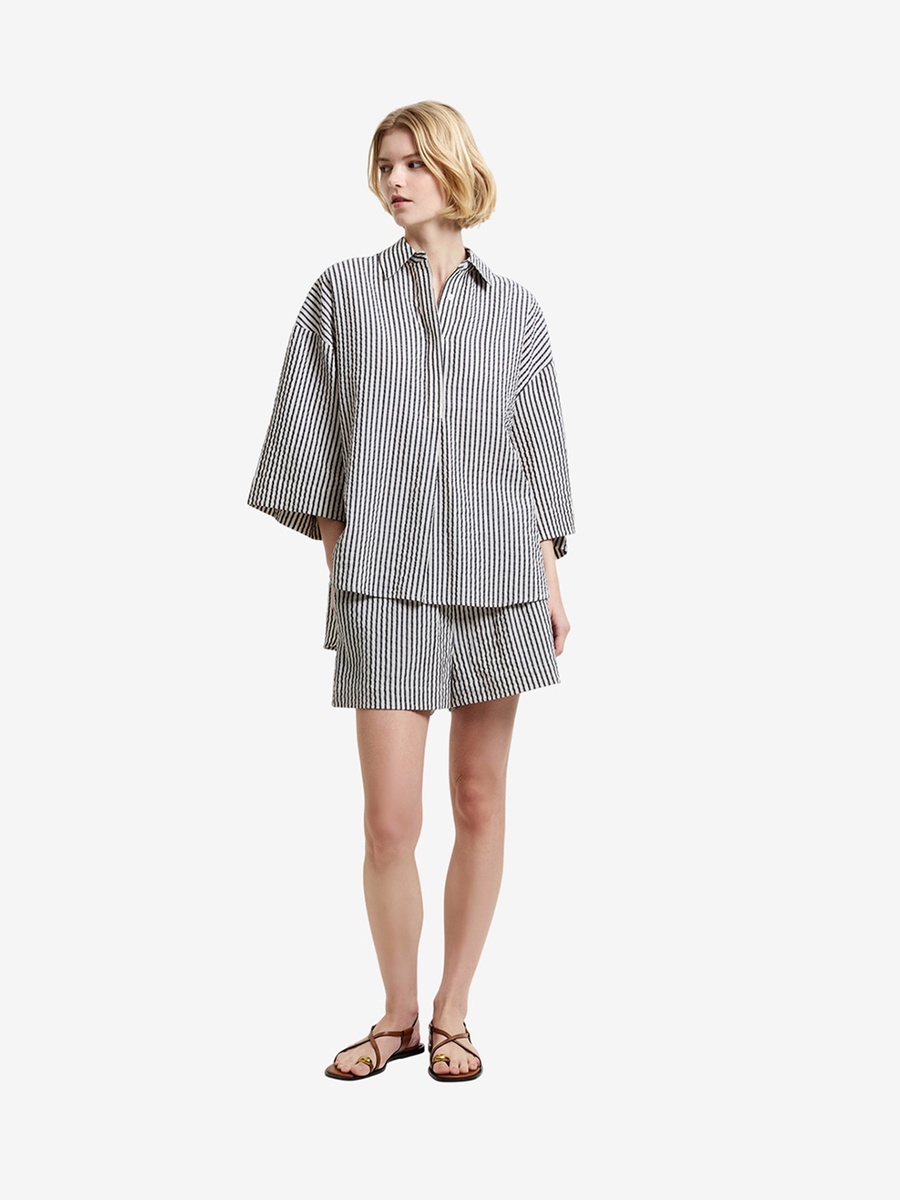 Lia Seersucker Striped Relaxed Shirt