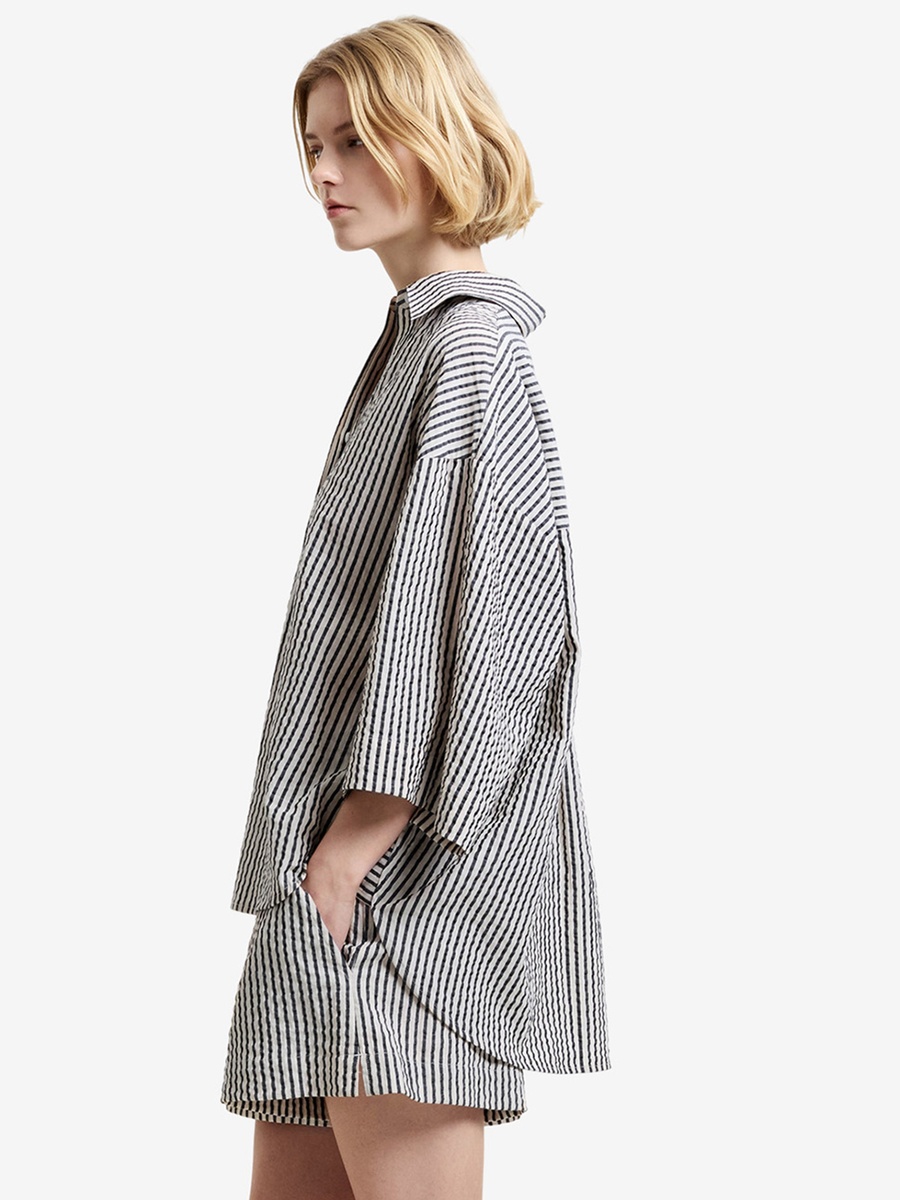 Lia Seersucker Striped Relaxed Shirt