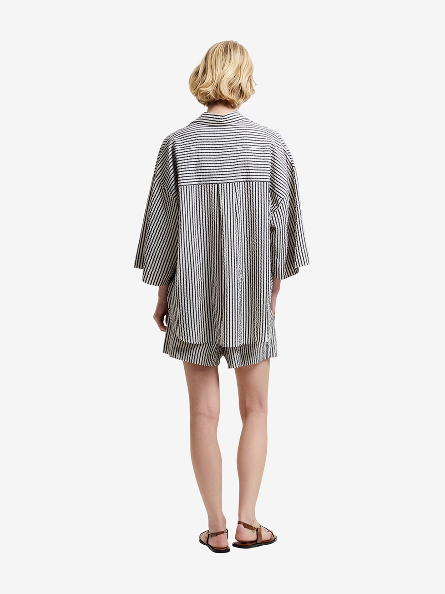 Lia Seersucker Striped Relaxed Shirt