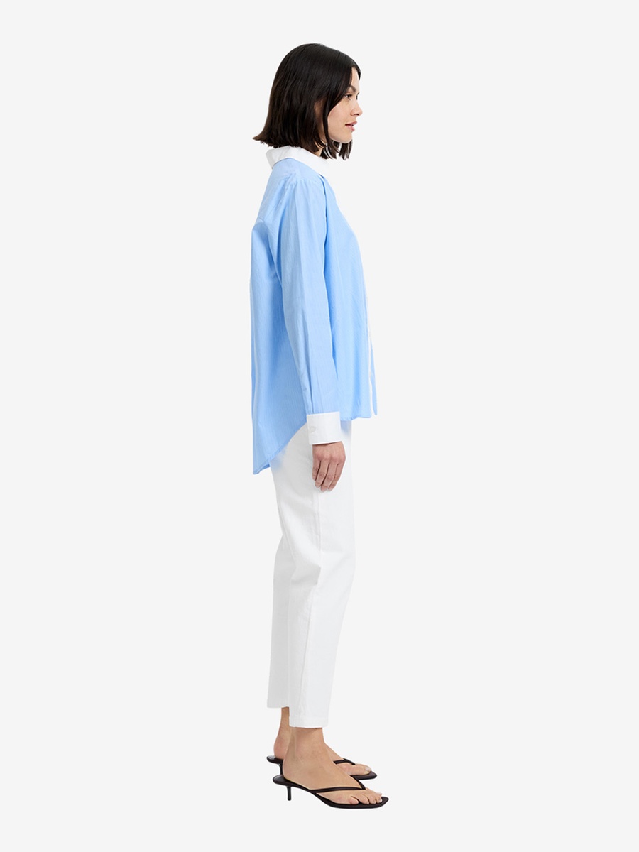 Blue Poplin Contrast Collar Shirt
