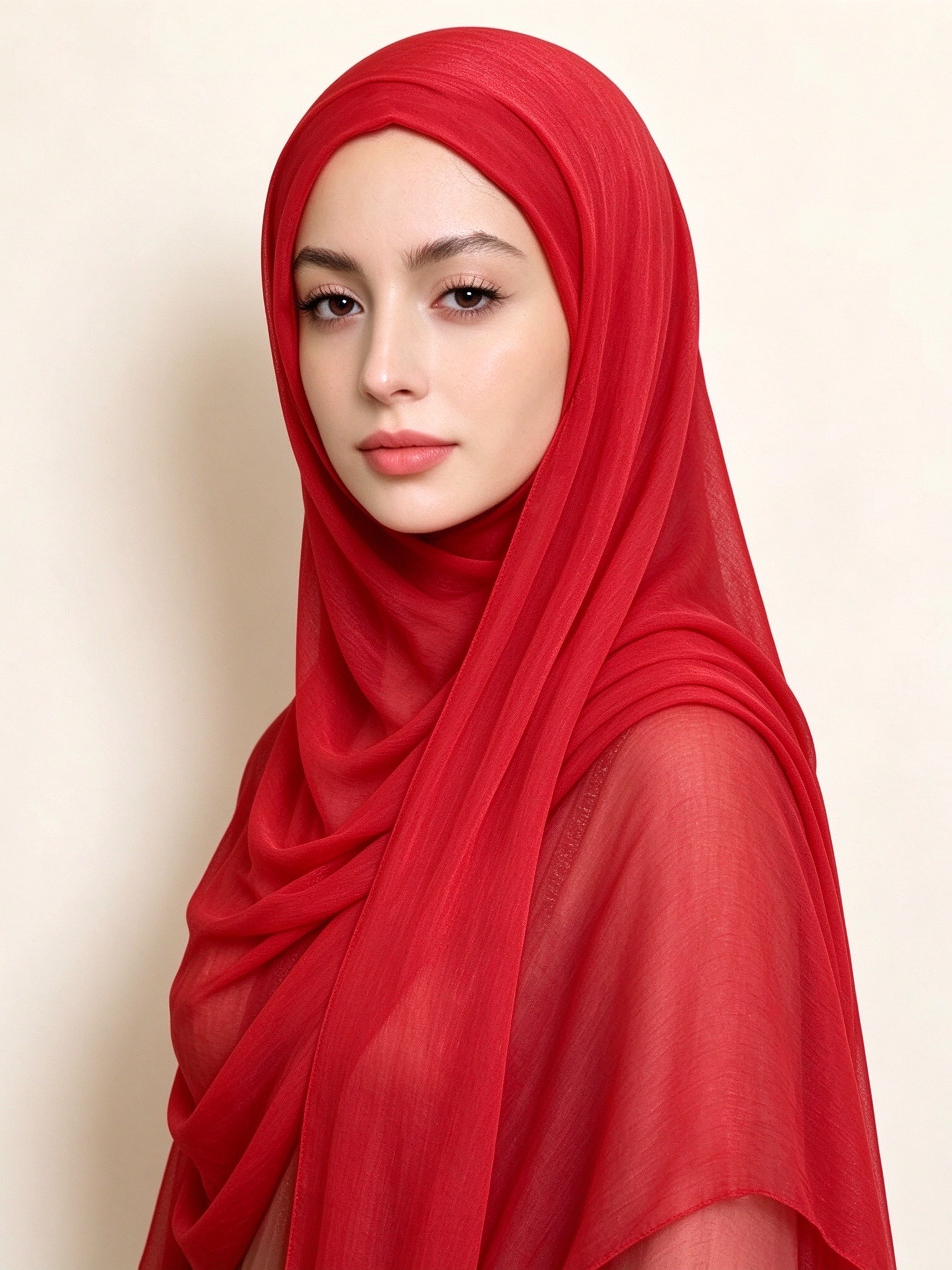 Red Solid Hijab