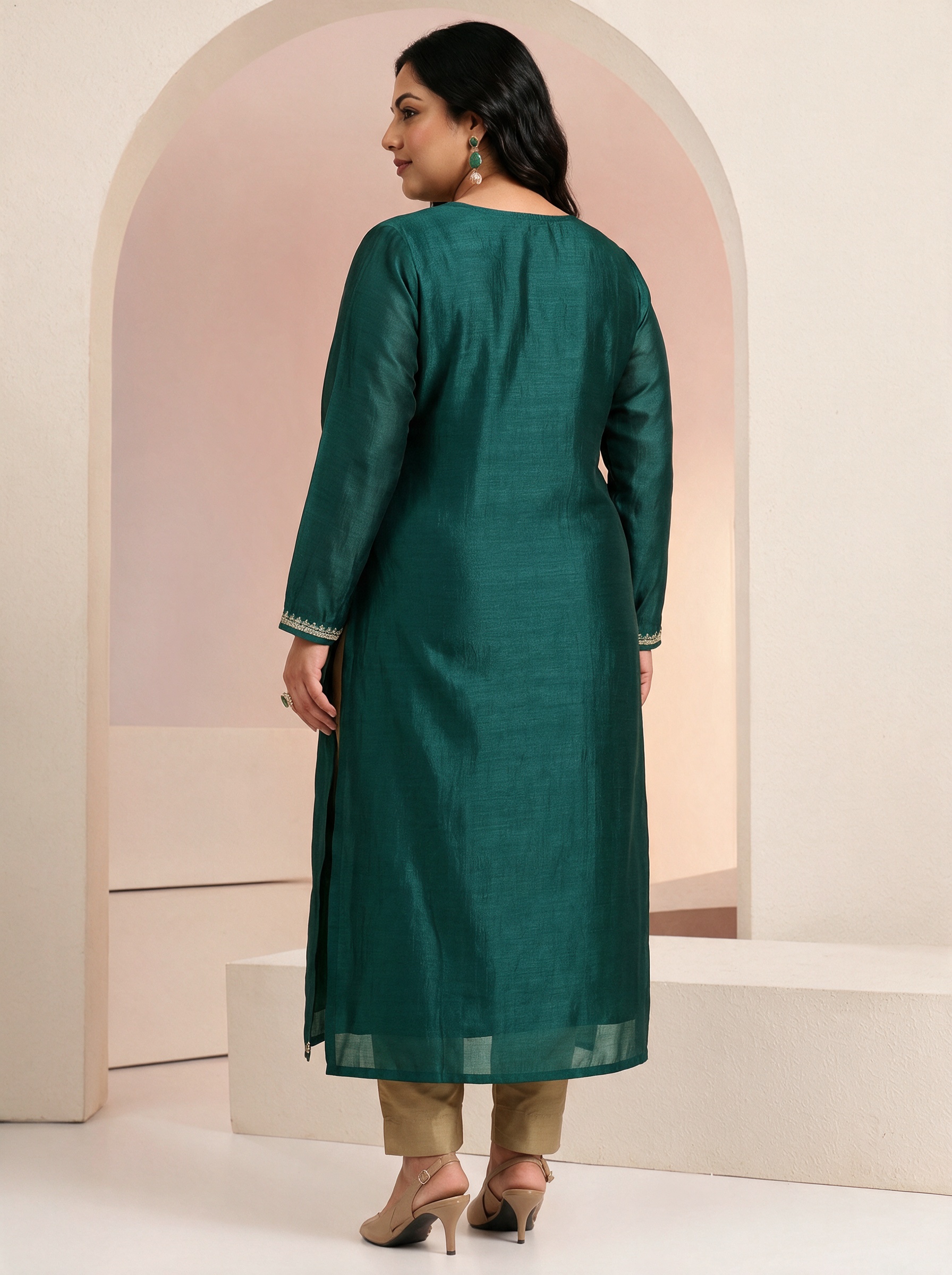 Green Embroidered Kurta
