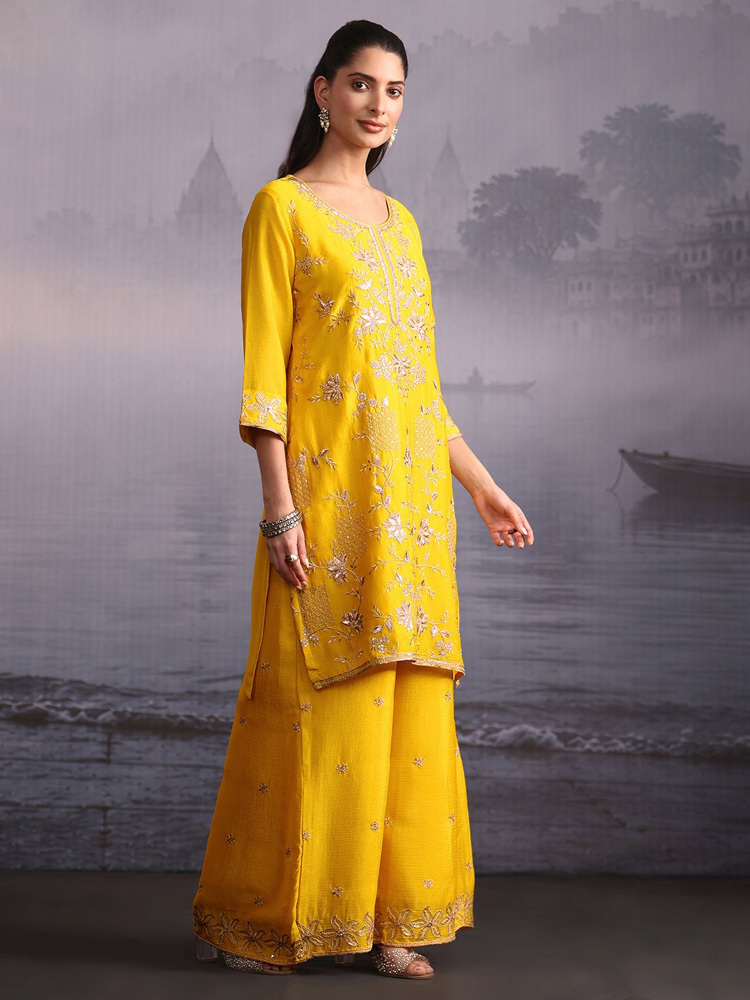 Yellow Embroidered Kurta Set