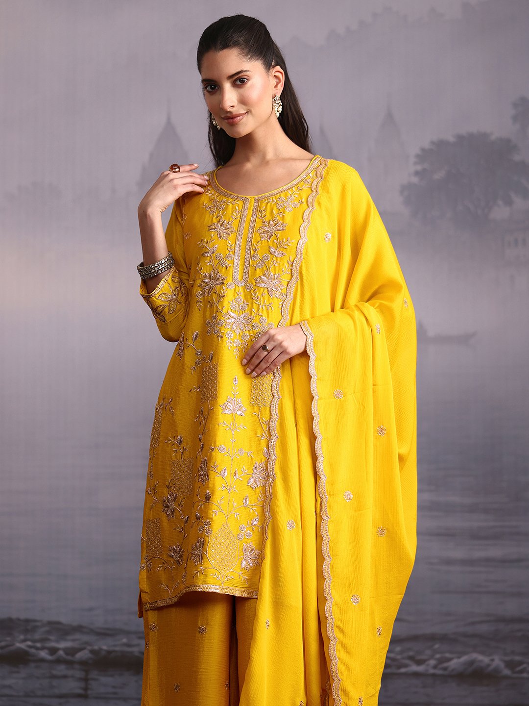 Yellow Embroidered Kurta Set