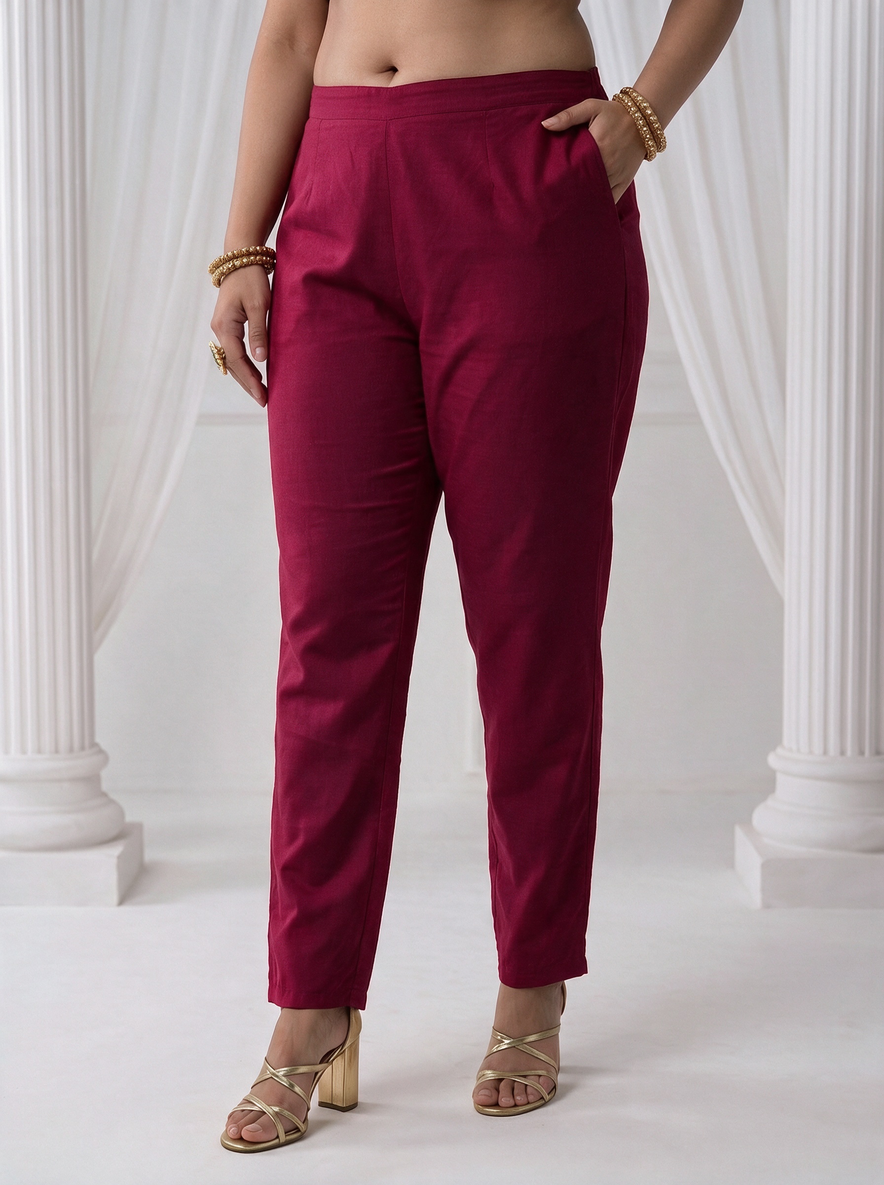 Pink Embroidered Top and Straight Leg Set